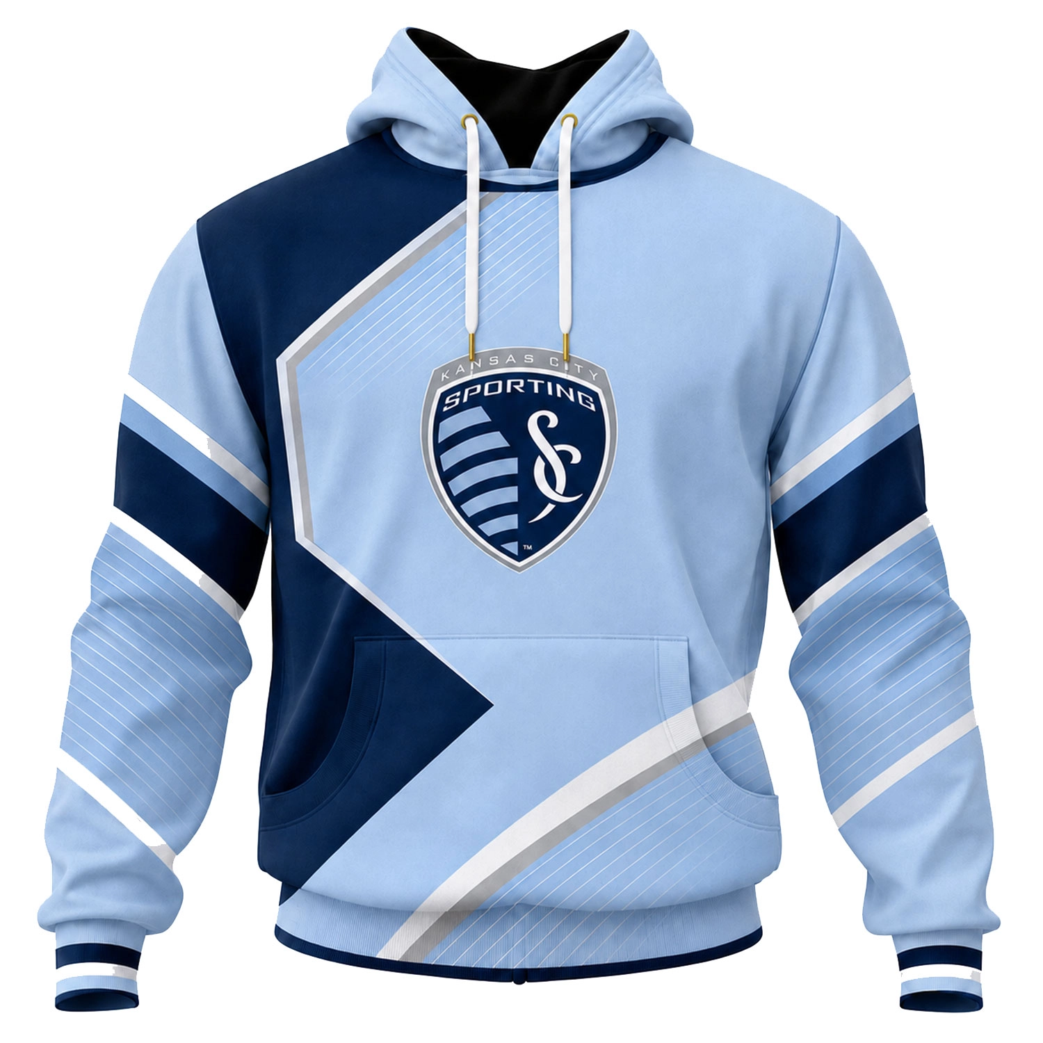 Sporting KC Fan Hoodie Custom Stunning Color Block Design - Image 2