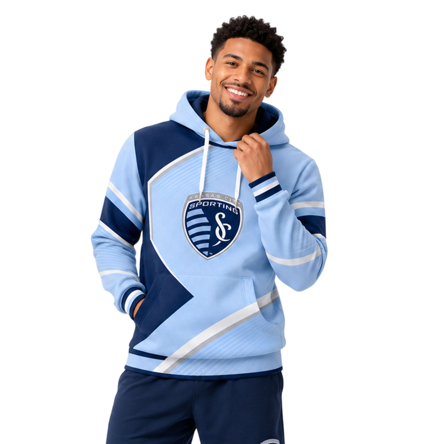 Sporting KC Fan Hoodie Custom Stunning Color Block Design - Image 4