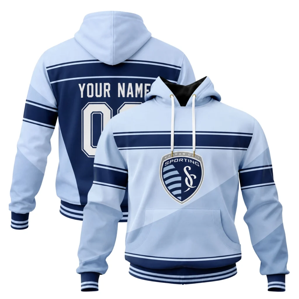 Sporting KC Hoodie Stunning Light Blue Stripe Pullover