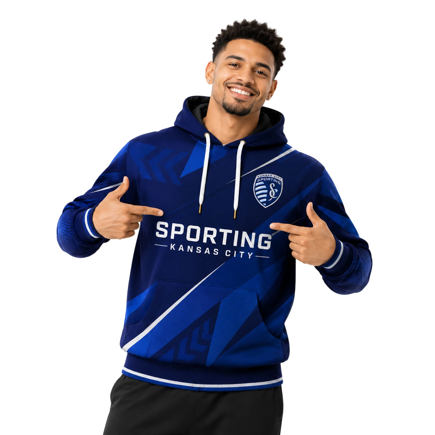Sporting KC Soccer Hoodie Custom Exclusive Navy Chevron - Image 4
