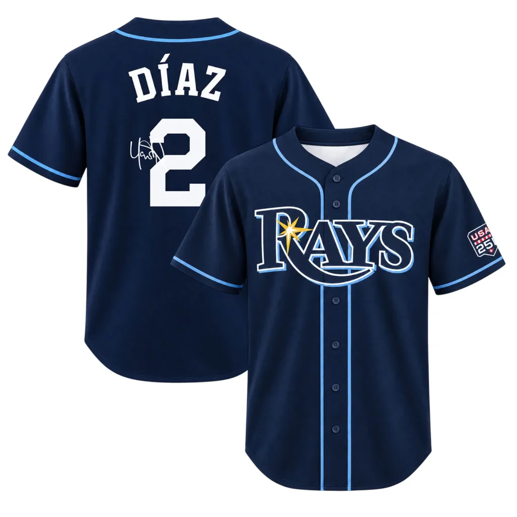 Tampa Bay Rays Yandy Diaz Navy Jersey Bold Wear