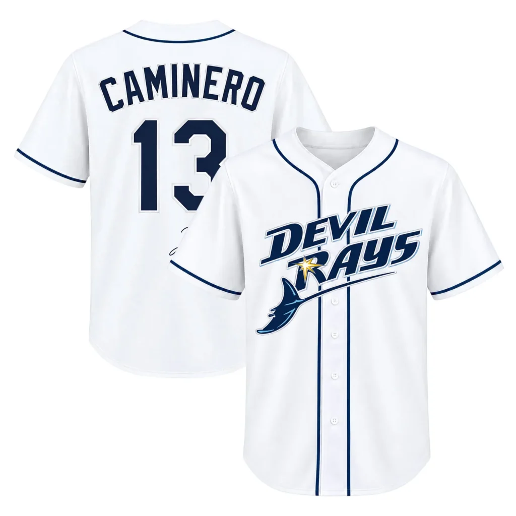 TB Rays Jersey Junior Caminero Signature Bold Fan Apparel