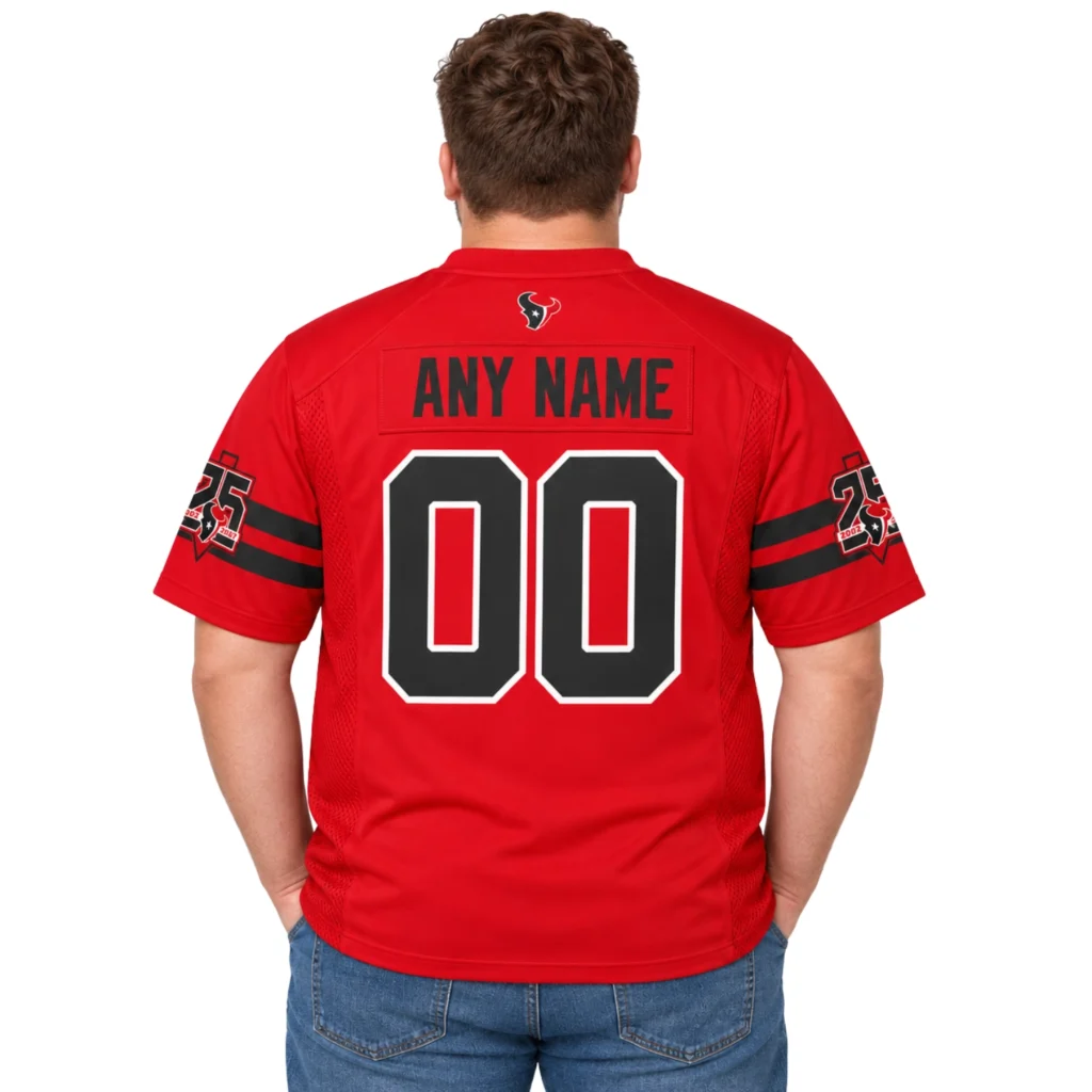 Texans Red Alternate 25th Custom Jersey Stunning Design