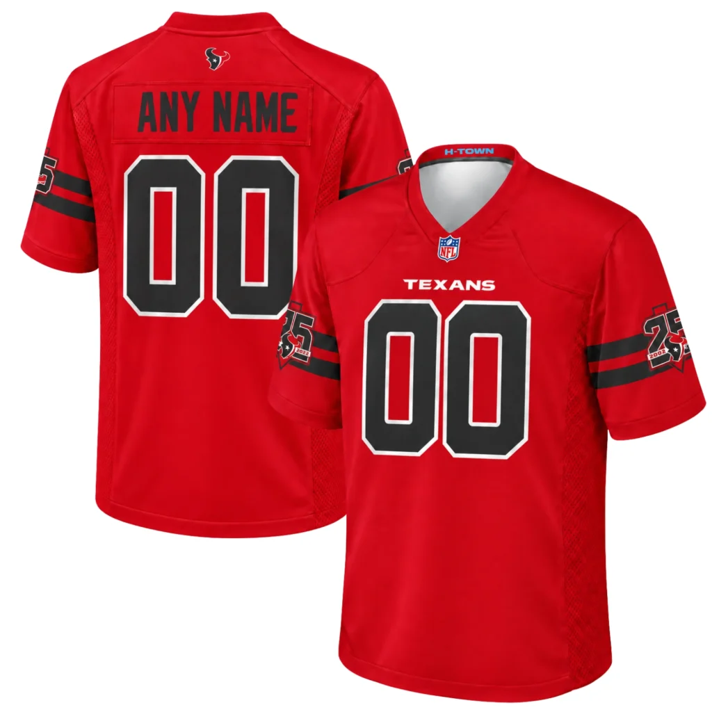 Texans Red Alternate 25th Custom Jersey Stunning Design
