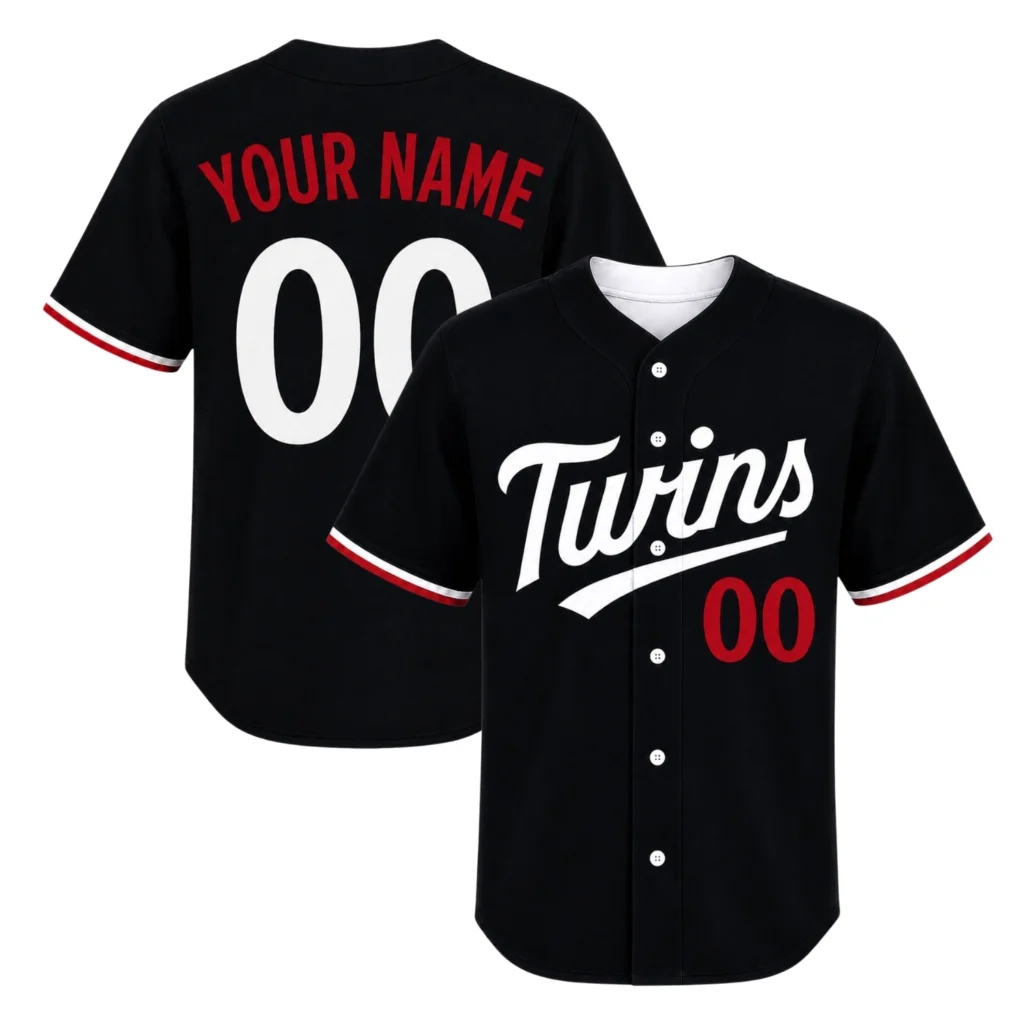 Twins Custom Baseball Jersey Dynamic Black Style