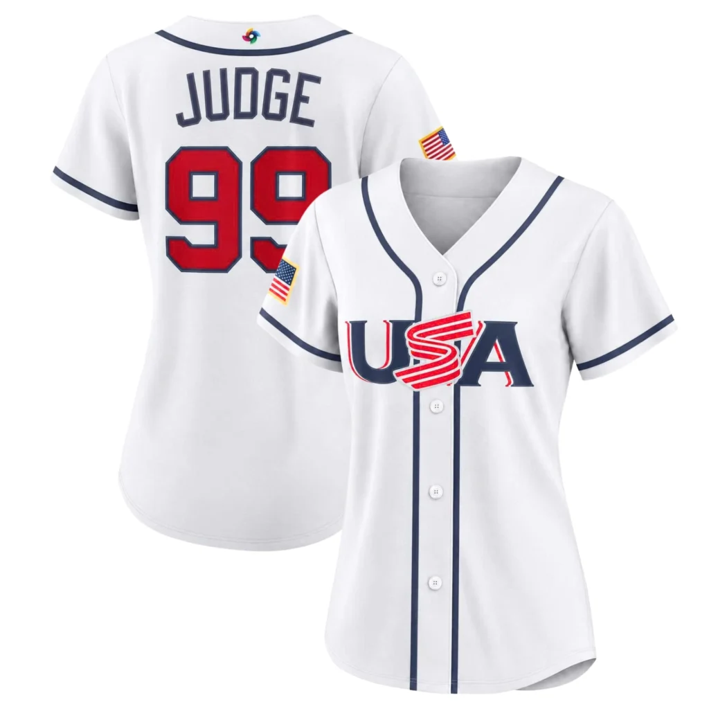 Women's USA Baseball Aaron Judge Jersey – White 2026 WBC #99