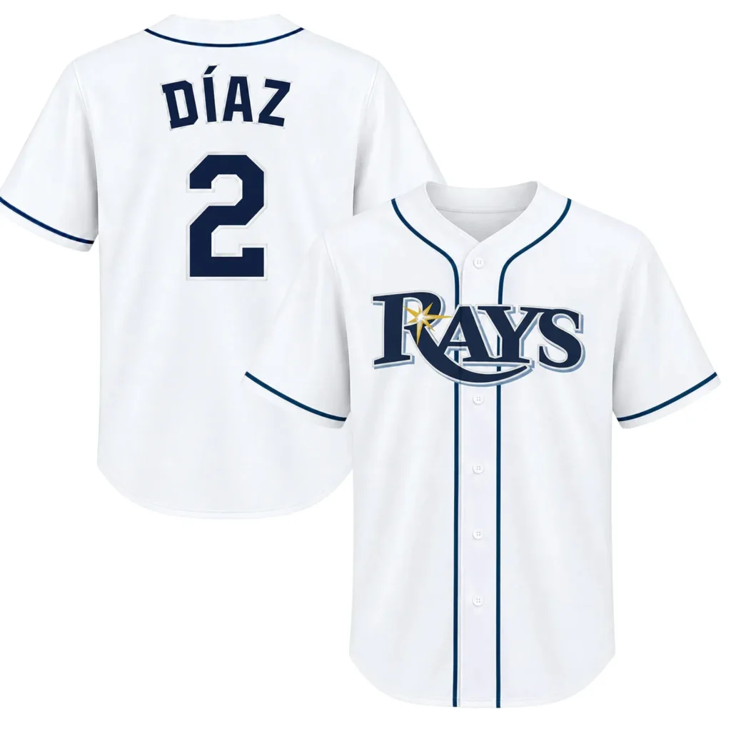 Yandy Diaz White Rays Jersey Bold Fan Style