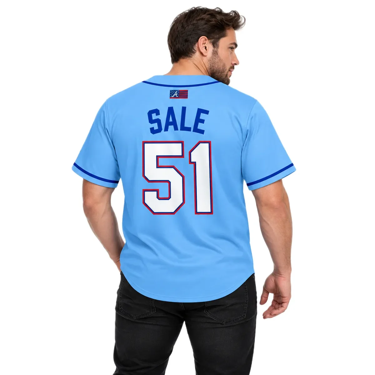 Atlanta Braves Chris Sale Jersey – model back view