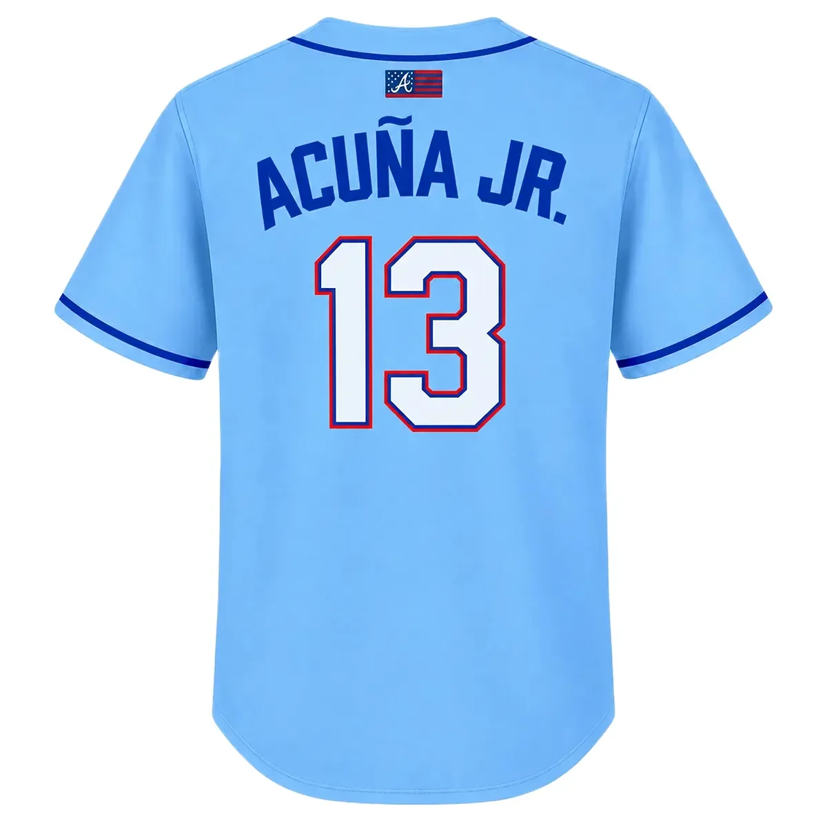 Atlanta Braves Ronald Acuña Jr. Blue Throwback Jersey – back view