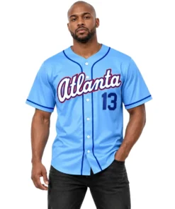 Atlanta Braves Ronald Acuña Jr. Blue Throwback Jersey – model view