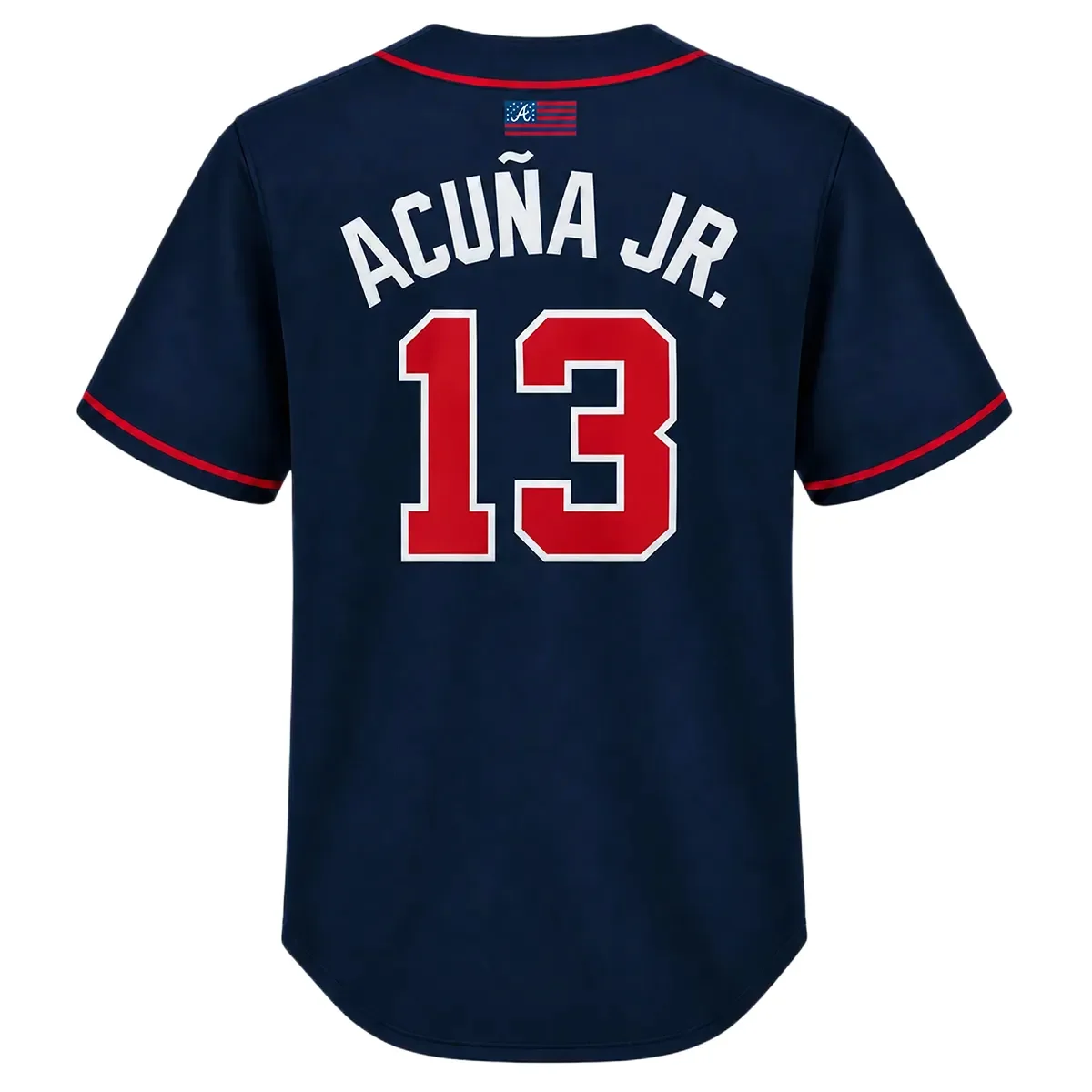 Atlanta Braves Ronald Acuña Jr. Navy Alternate Jersey – back view