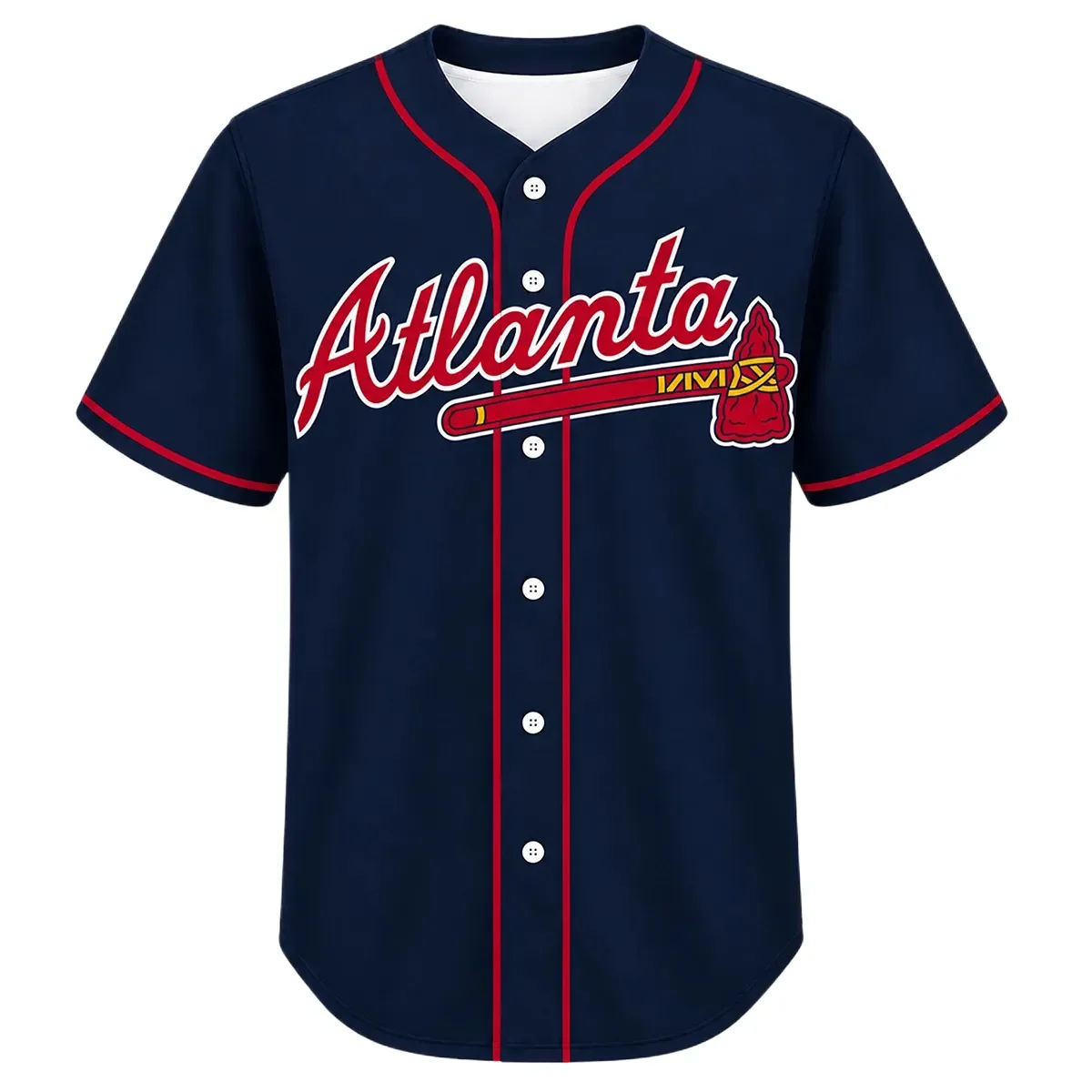 Atlanta Braves Ronald Acuña Jr. Navy Alternate Jersey – front view