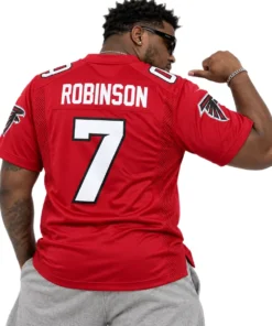 Atlanta Falcons Bijan Robinson Red Jersey – model back view