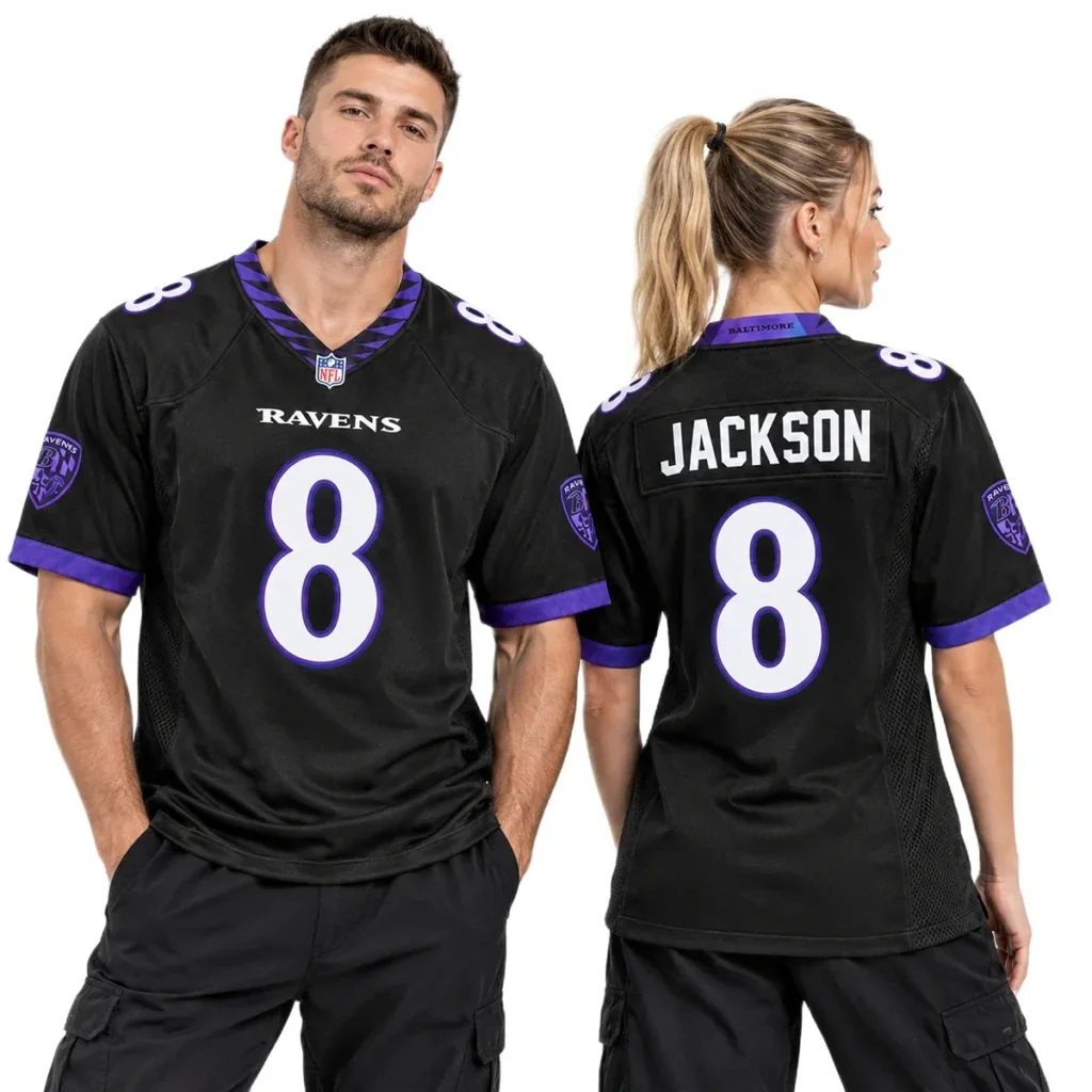 Baltimore Ravens Lamar Jackson Black Jersey – Name & Number Fan Jersey
