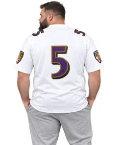Baltimore Ravens Tyler Huntley White Away Jersey – back view