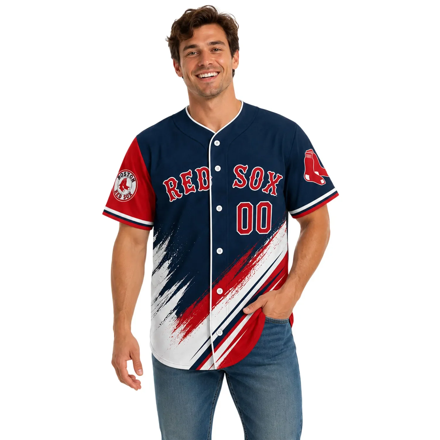 Boston Red Sox Red Custom Jersey – model view