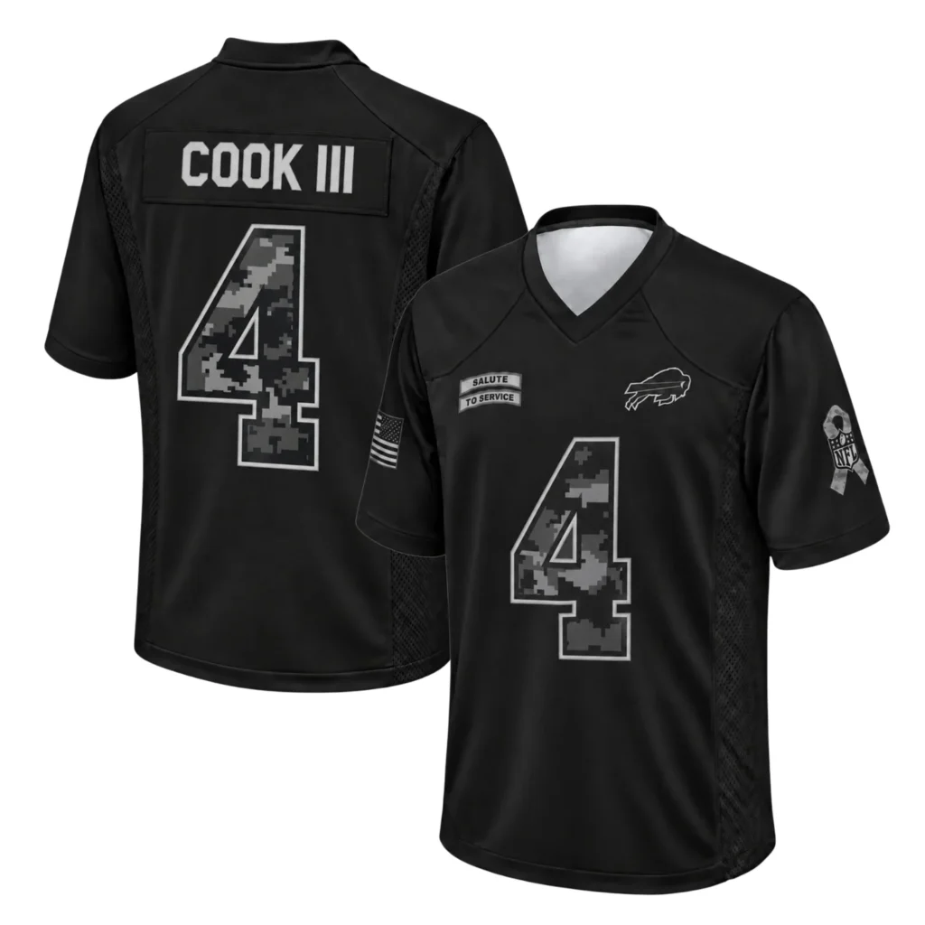 Buffalo Bills James Cook III Black Salute Jersey – Personalized Fan Edition