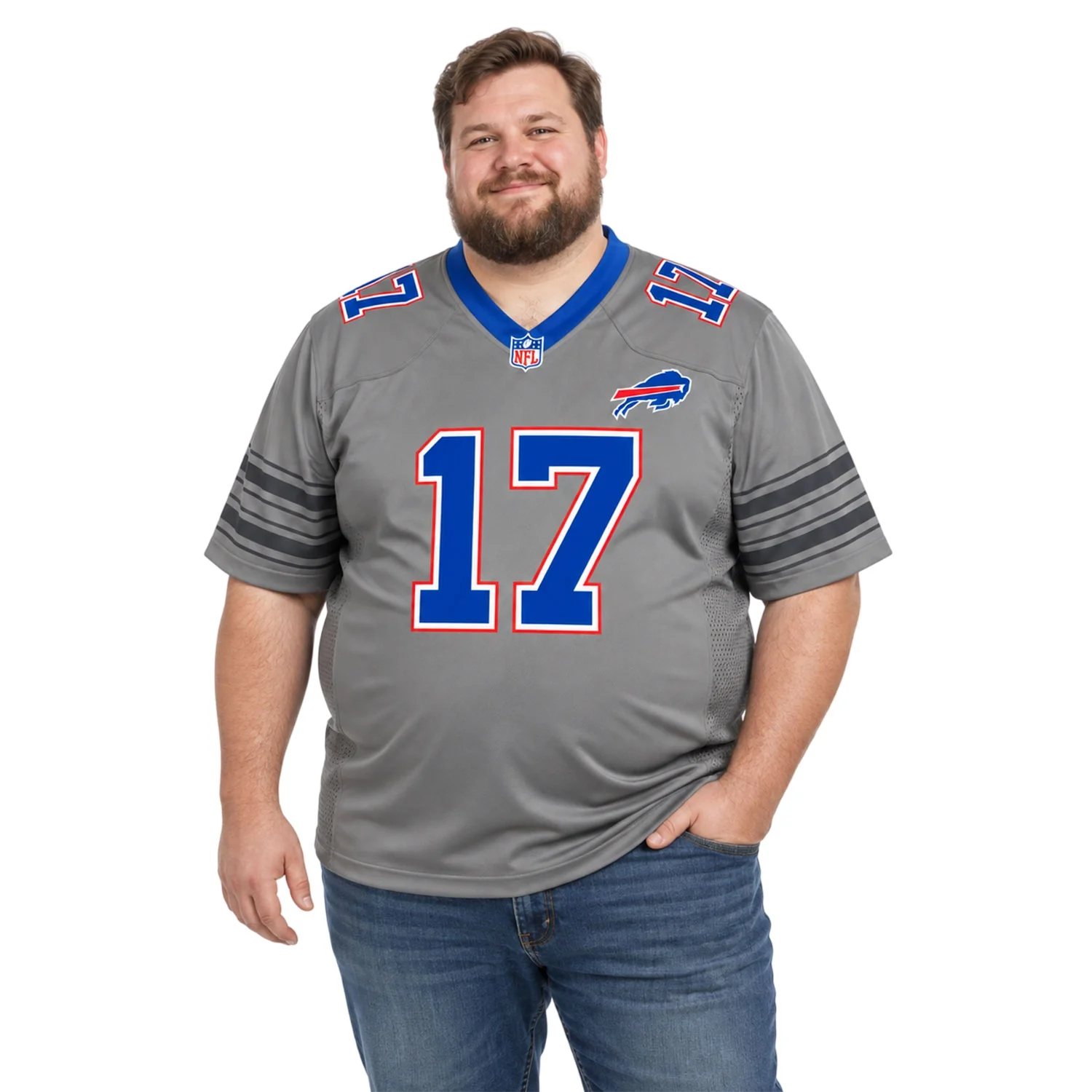Buffalo Bills Josh Allen Gray Jersey – model view
