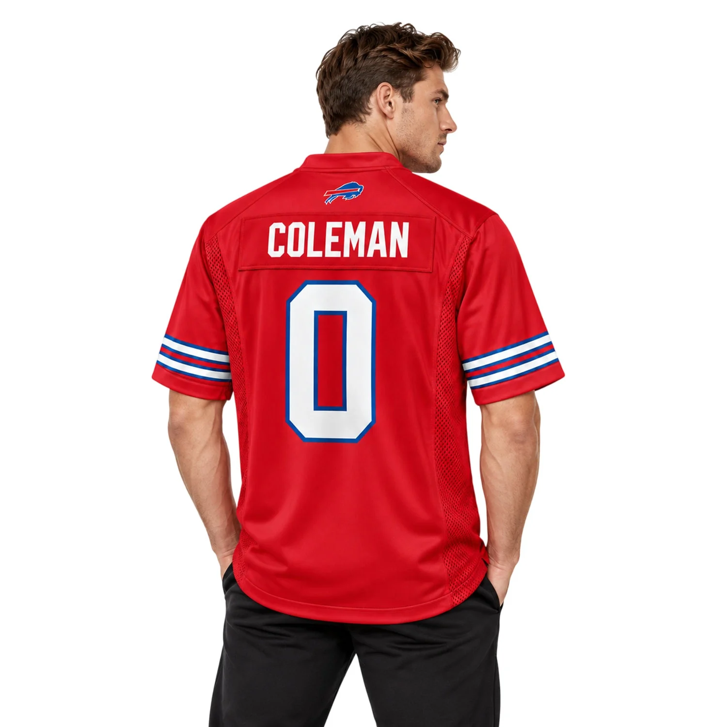 Buffalo Bills Keon Coleman Red Jersey – model view