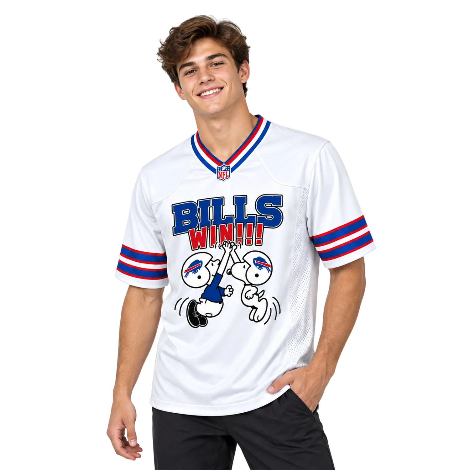 Buffalo Bills White Snoopy Custom Jersey – model view
