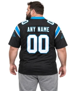 Carolina Panthers Black Home Custom Jersey – model back view