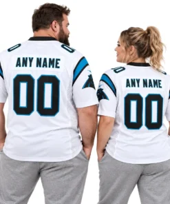 Carolina Panthers White Custom Jersey – model back view