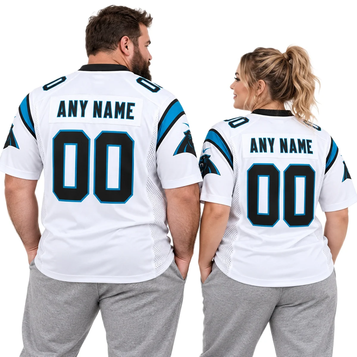 Carolina Panthers White Custom Jersey – model back view