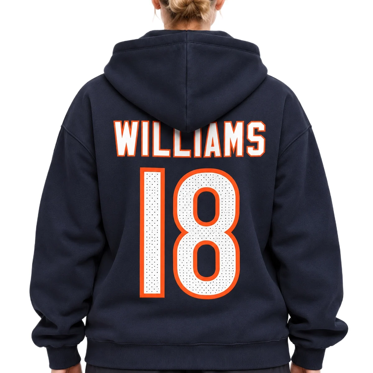Chicago Bears Caleb Williams Classic Hoodie – model back view