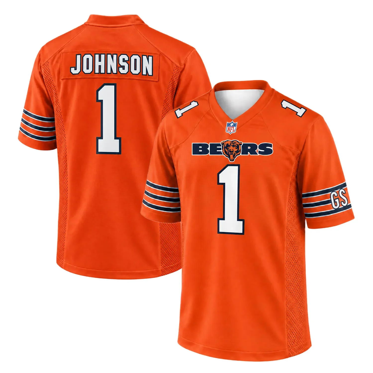 Chicago Bears Jaylon Johnson Orange Jersey – front back view