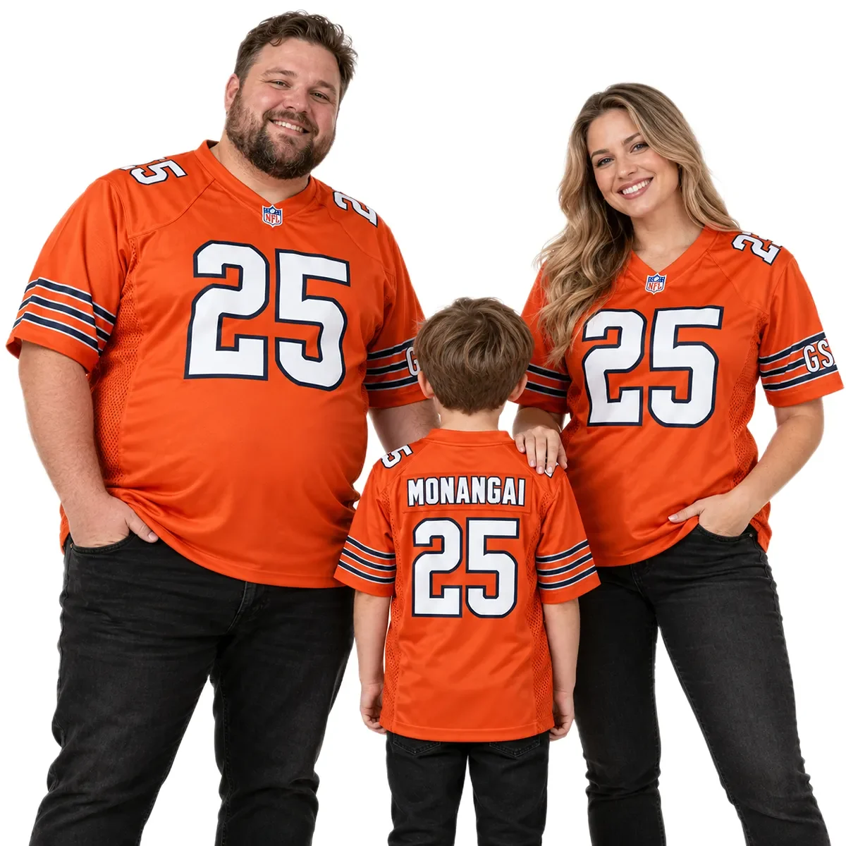 Chicago Bears Kyle Monangai Orange Jersey – family view