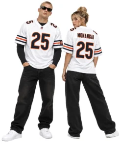 Chicago Bears Kyle Monangai White Away Jersey – couple view