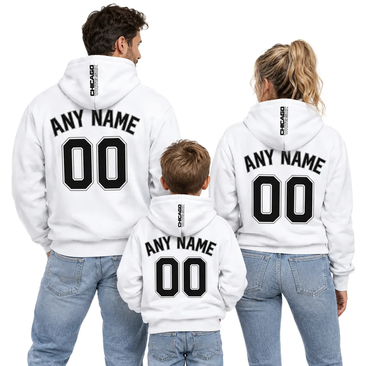 Chicago White Sox White Custom Hoodie – family view