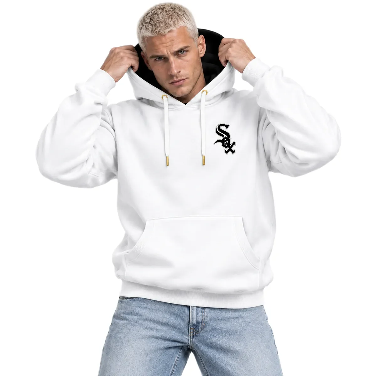 Chicago White Sox White Custom Hoodie – model view