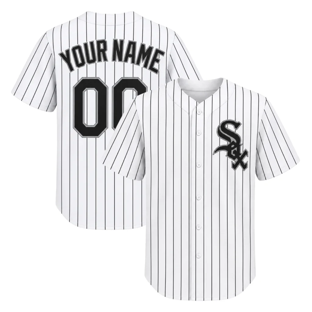 Chicago White Sox White Home Pinstripe Jersey – Name & Number Fan Jersey