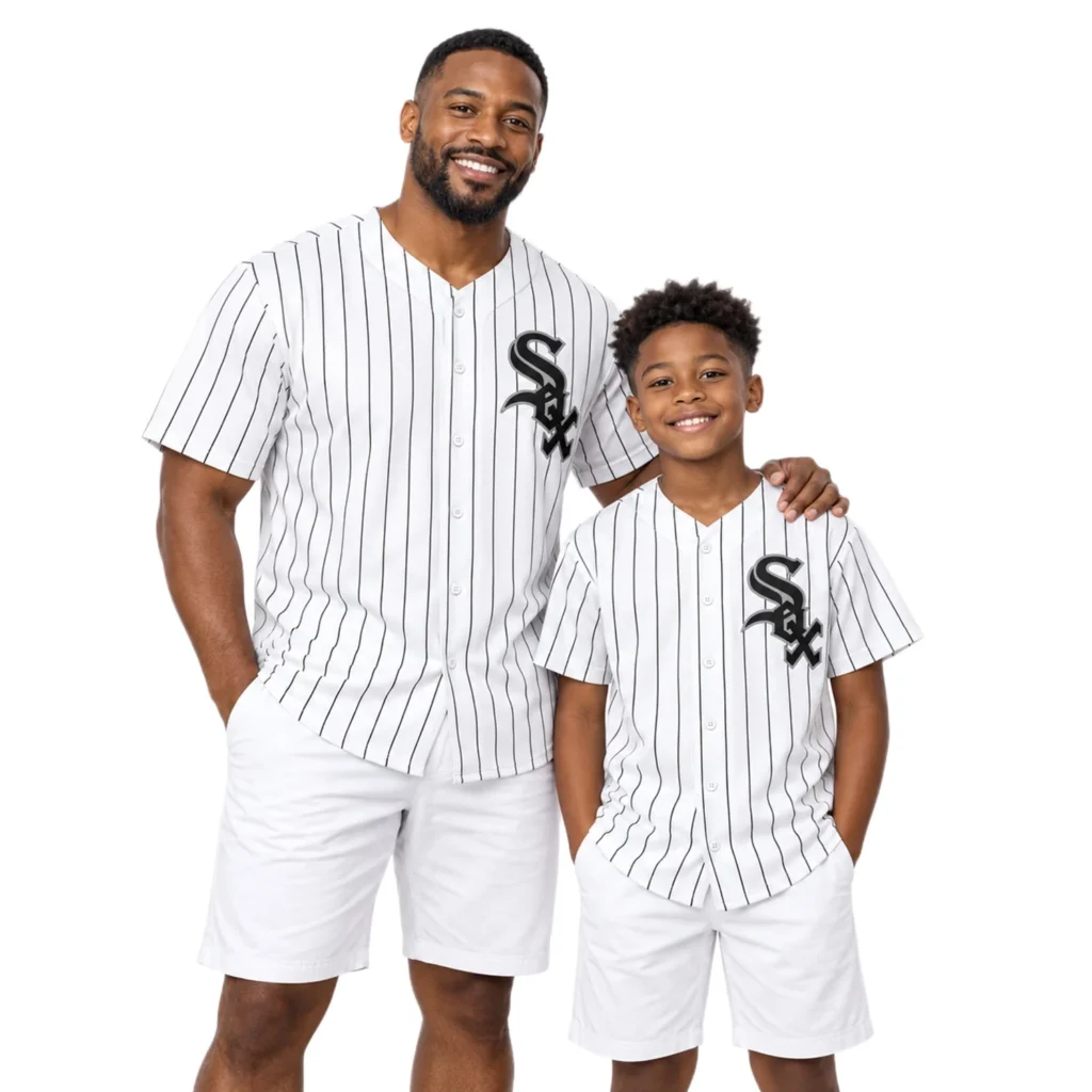 Chicago White Sox White Home Pinstripe Jersey – Name & Number Fan Jersey