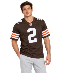 Cleveland Browns Shedeur Sanders Brown Jersey – model front view