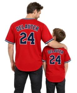 Cleveland Guardians Chase DeLauter Alternate Jersey – dad son view