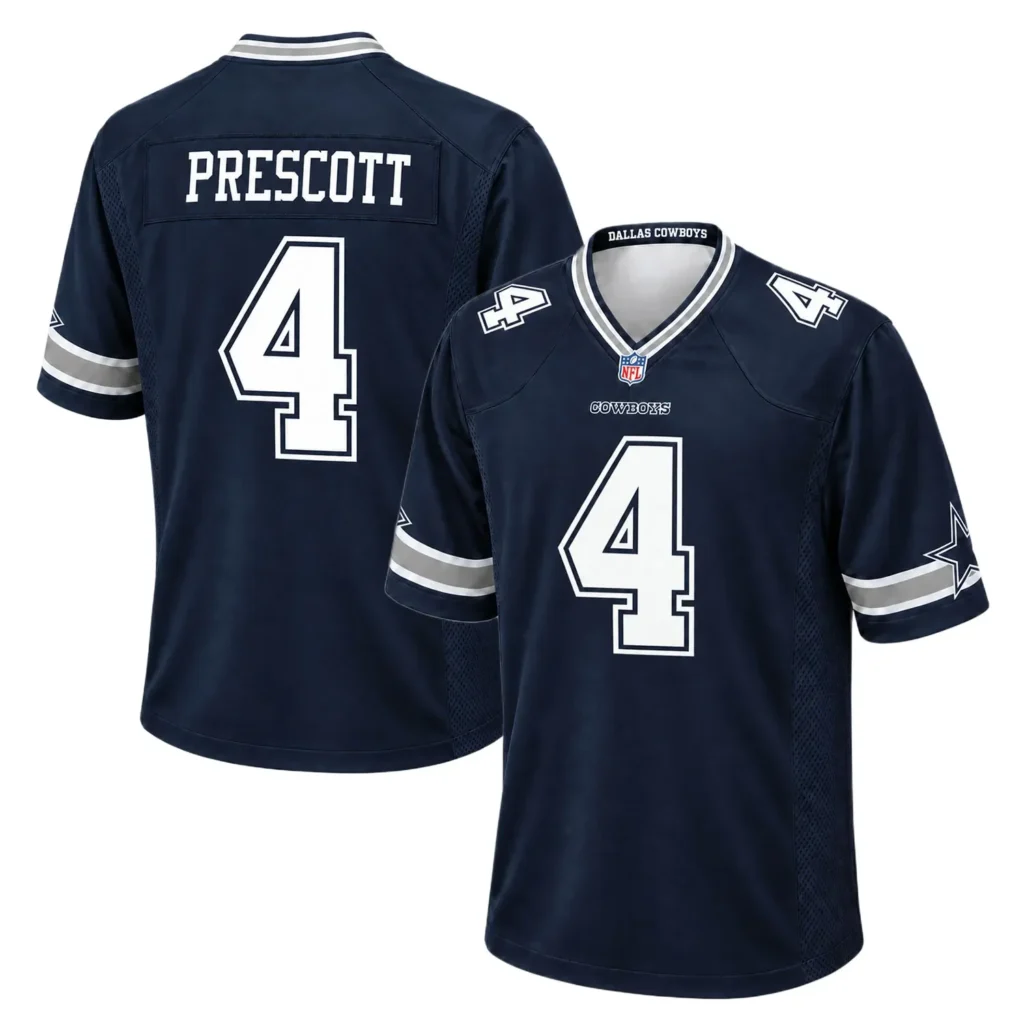 Dallas Cowboys Dak Prescott Navy Jersey – Stadium Ready Fan Style