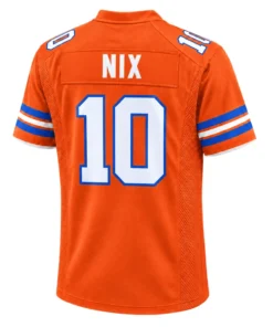 Denver Broncos Bo Nix Orange Home Jersey – back view
