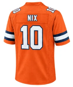 Denver Broncos Bo Nix Orange Jersey – back view