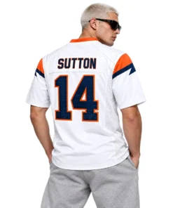 Denver Broncos Courtland Suttan White Away Jersey – back view
