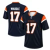 Denver Broncos Jaylen Waddle Navy Jersey – front back view