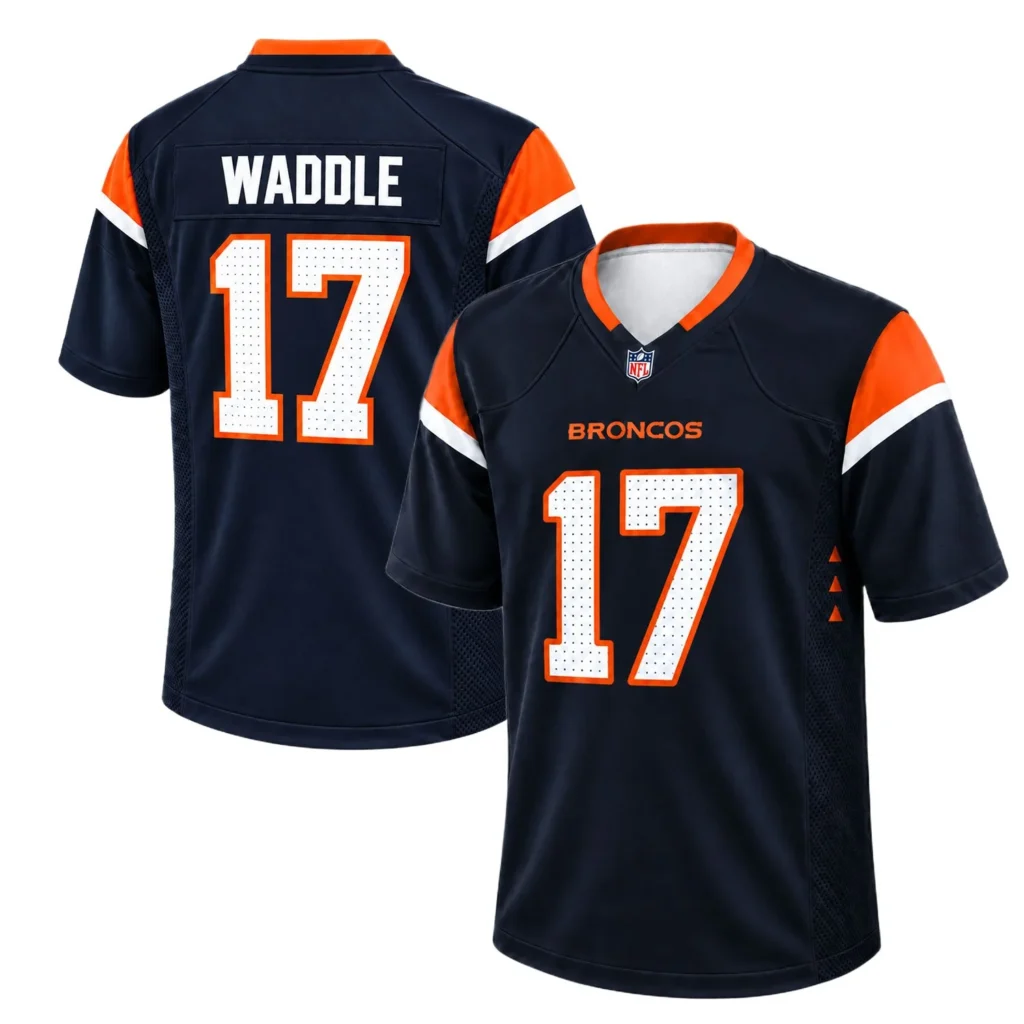 Denver Broncos Jaylen Waddle Navy Jersey – Season Pride Edition