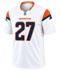 Denver Broncos J.K. Dobbins White Jersey – front view