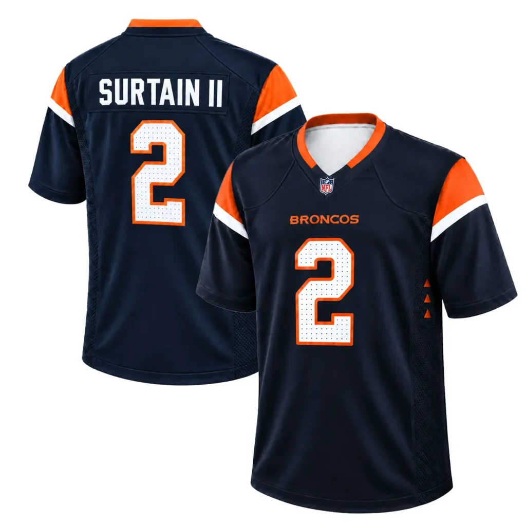 Denver Broncos Patrick Surtain II Navy Jersey – Name & Number Fan Jersey