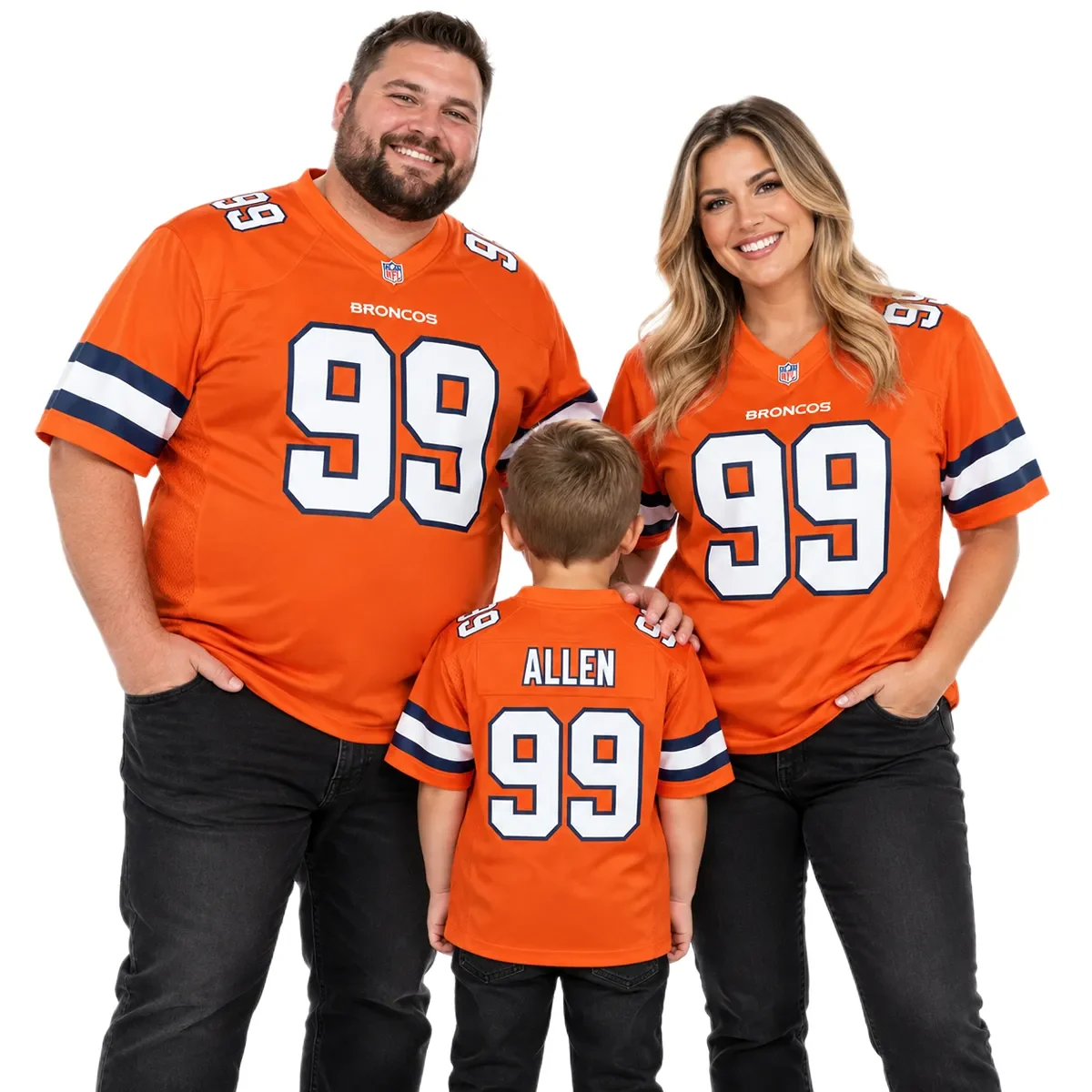 Denver Broncos Zach Allen Orange Jersey – family view