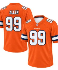 Denver Broncos Zach Allen Orange Jersey – front back view