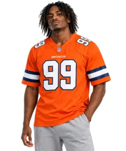 Denver Broncos Zach Allen Orange Jersey – model view