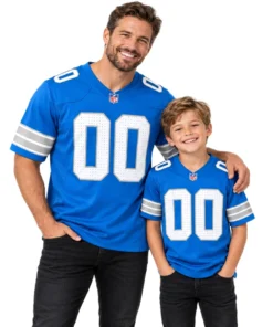Detroit Lions Blue Home Custom Jersey – model front view