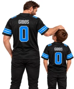 Detroit Lions Jahmyr Gibbs Black Jersey – model back view